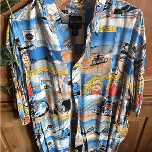 Harley-Davidson Blue Comic Print Men's Shirt